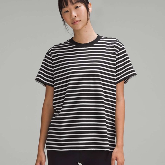 Lululemon All Yours Tee Shirt Vitasea Yachtie Stripe Black Chrome 14 NWT - Picture 1 of 7